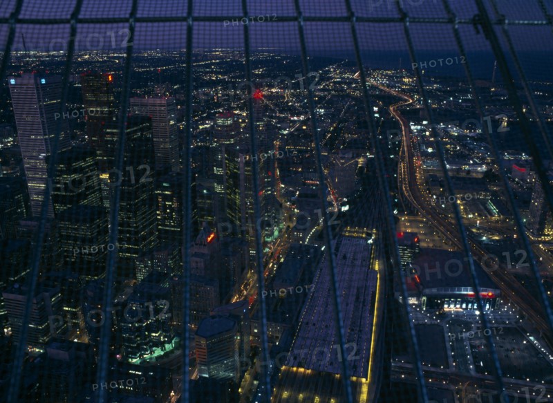 CANADA, Ontario  , Toronto, Central Business District illuminated at night viewed from the CN Tower.