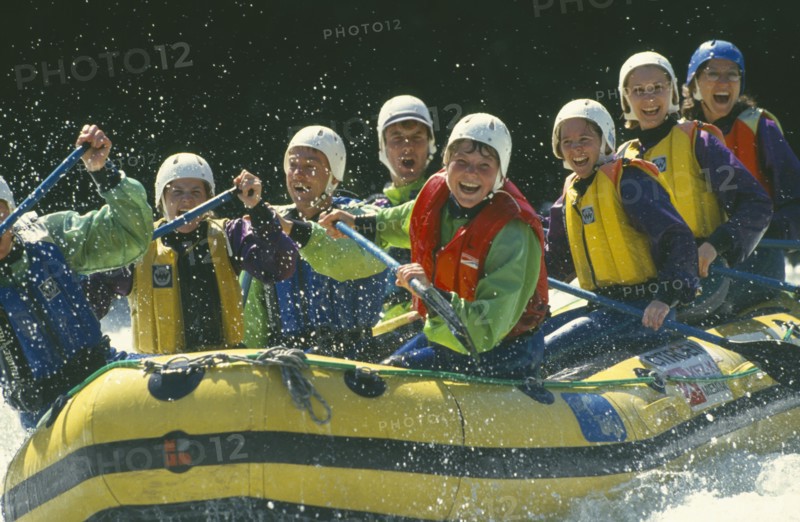 SPORT, Water, Rafting, Group of people white water rafting in  Austria