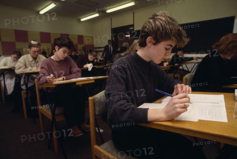EDUCATION , Secondary, Exams, Students sitting A Levels. GCSE