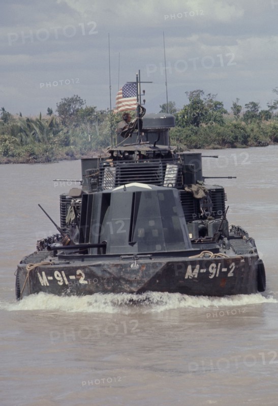 VIETNAM, Vietnam War, 1969, US Navy Monitor gunboat