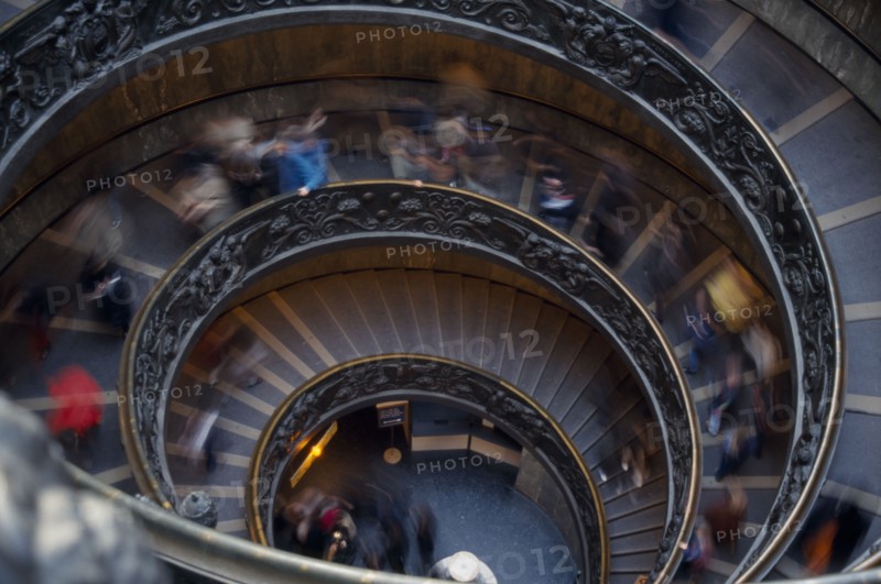 ITALY, Lazio, Rome, Looking down on the Vatican Museum Staircase.