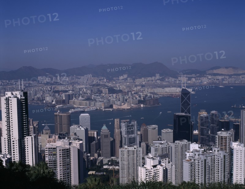 HONG KONG, Cityscapes, View over Hong Kong Harbour and skyline