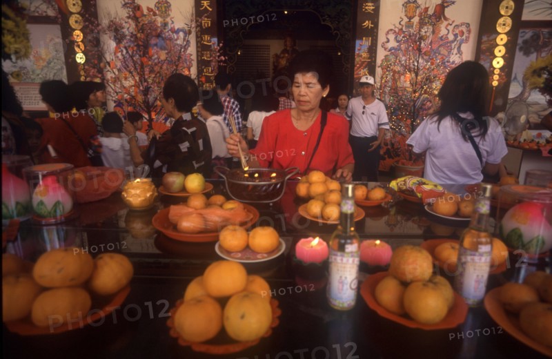 MALAYSIA, Kuala Lumpur , Display of Buddhist temple offerings