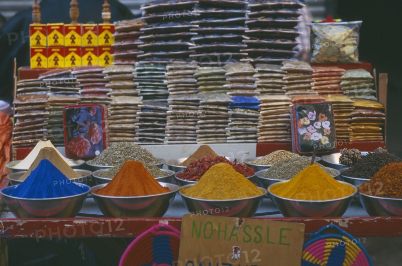 EGYPT, Luxor, Colourful herbs and spices on market stall