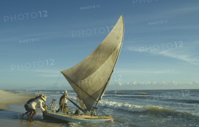 BRAZIL, Ceara, Near Fortaleza, Jangada boat