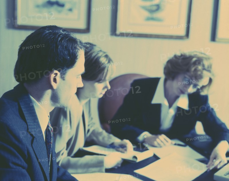 BUSINESS , Conference, Two women & man at business meeting