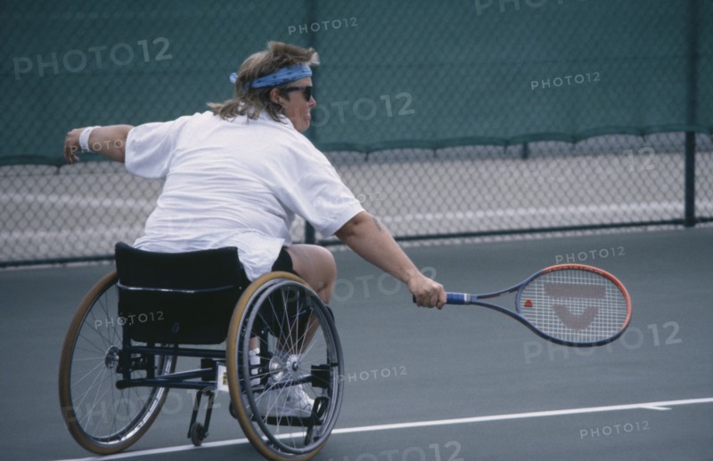 10037137 SPORT Ball Games Tennis Competitor on court at the British Open Wheelchair Tennis Championships 1993  Nottingham.