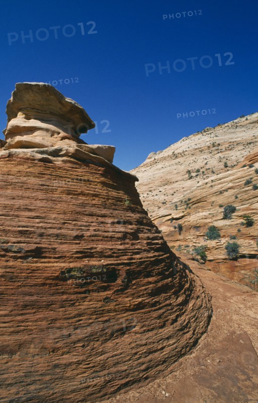 USA, Utah, Zion National Park, Eroded red coloured rock formations