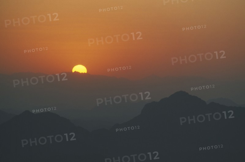 EGYPT, Sinai, Sunrise seen from Mount Sinai