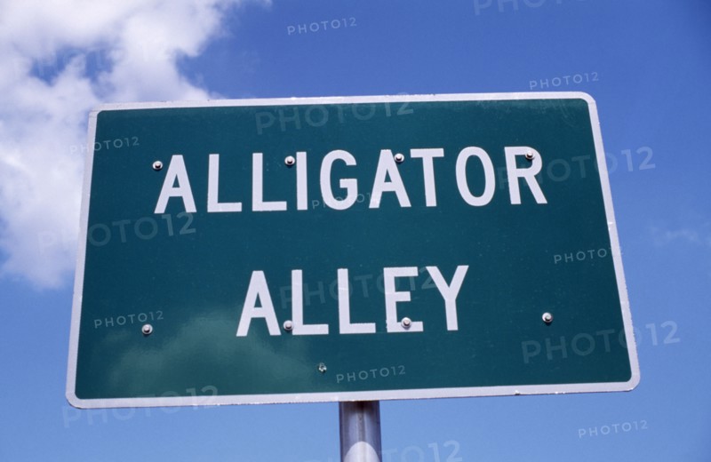 USA, Florida, Transport, Everglades Gator Sign