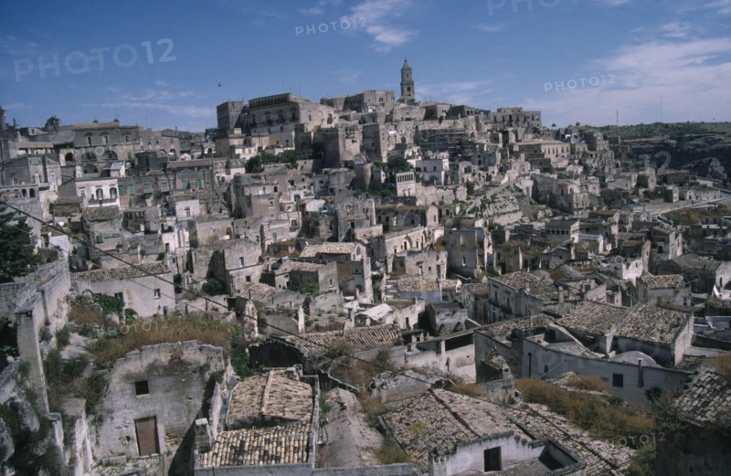 ITALY, Basilicata, Matera, "The Sassi district, view over deserted town "