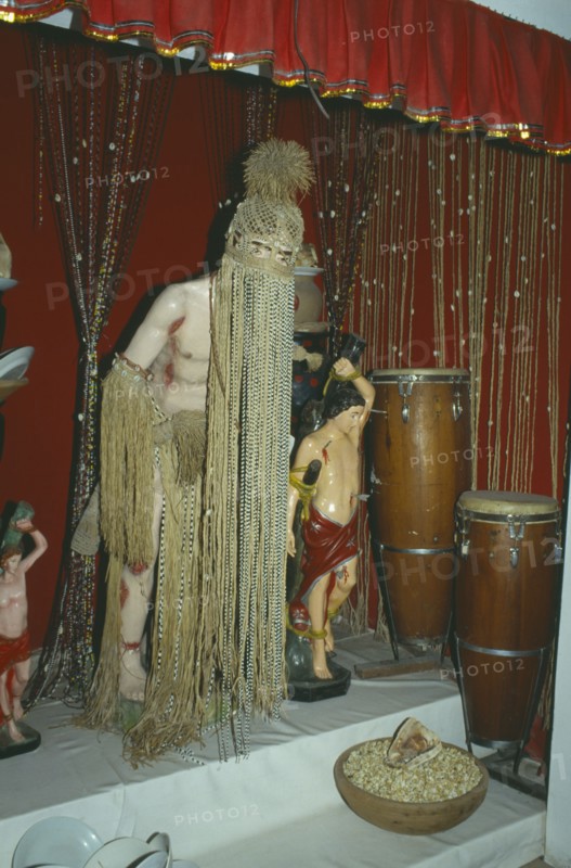 BRAZIL, Pernambuco, Olinda, Condomble deity of St Sebastian / Oxossi in a temple