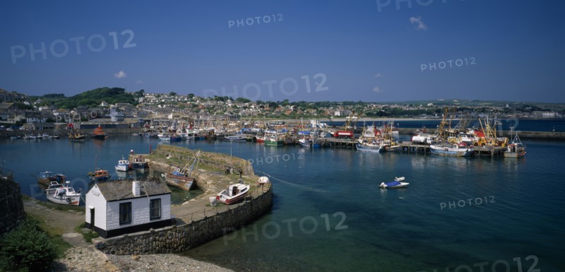 ENGLAND, Cornwall  , Newlyn, View over fishing boats and harbour