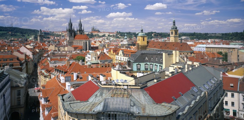 CZECH REPUBLIC, Stredocesky, Prague , View over city rooftops.
