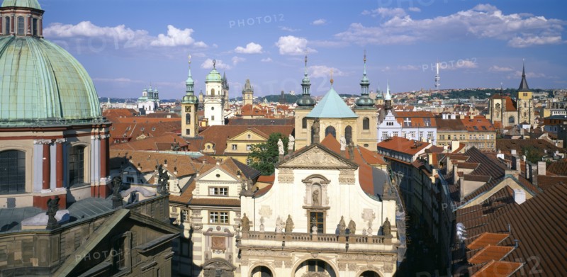 CZECH REPUBLIC, Stredocesky, Prague, View over city rooftops.