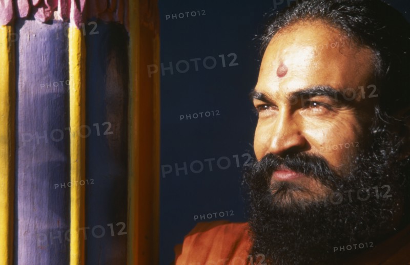 INDIA, Gujurat, Bhuj  , Head and shoulders portrait of initiated monk or Swami.  A title of respect meaning ‘lord of oneself.’