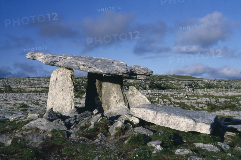 EIRE, Co Clare, Dolmen , Standing stones in a rocky landscape