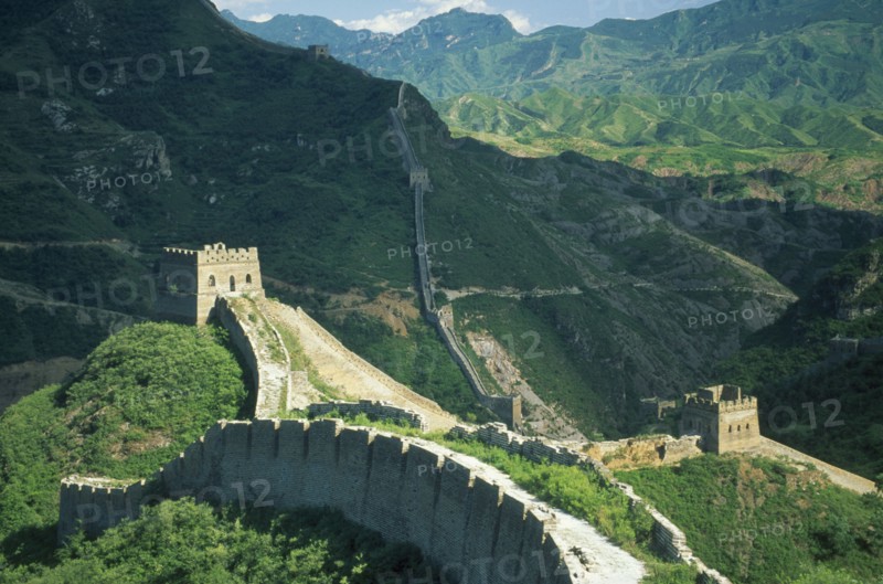 CHINA, Simatai, The Great Wall, View along the Wall and surrounding countryside
