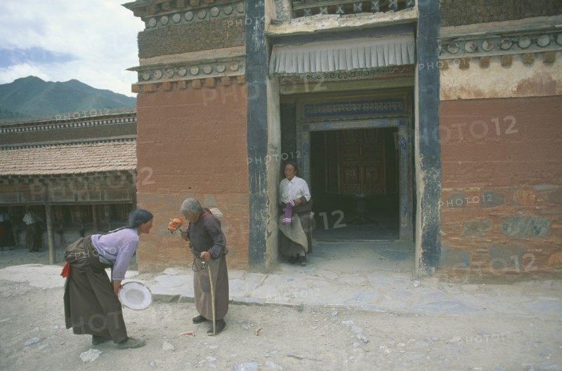 CHINA, Gansu,  Xiahe, Labrang Monastery.  Three women pilgrims