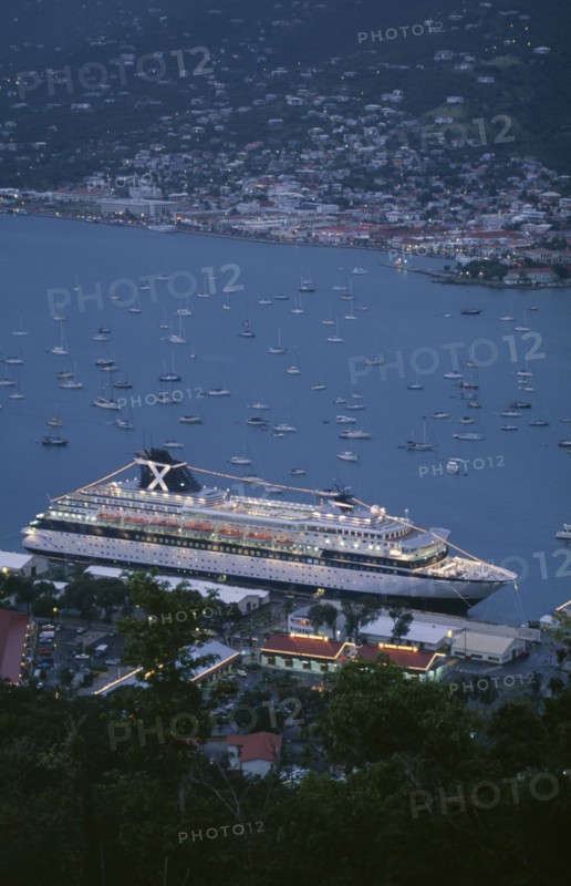 US VIRGIN ISLANDS, St Thomas Islands, Cruise liner in harbour docks