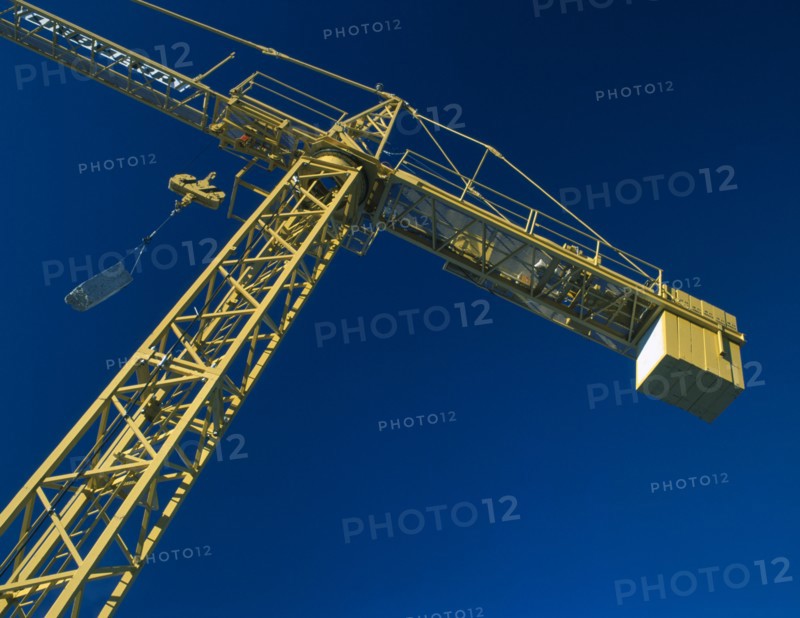 ARCHITECTURE, Cranes, View looking up to the top of a Swiss yellow crane