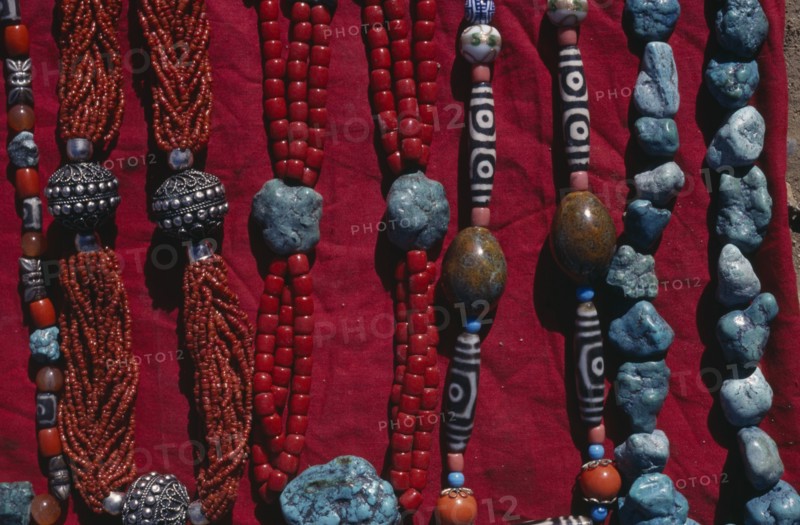 CHINA, Tibet, Lhasa, Bakhor. Jewellery stall display