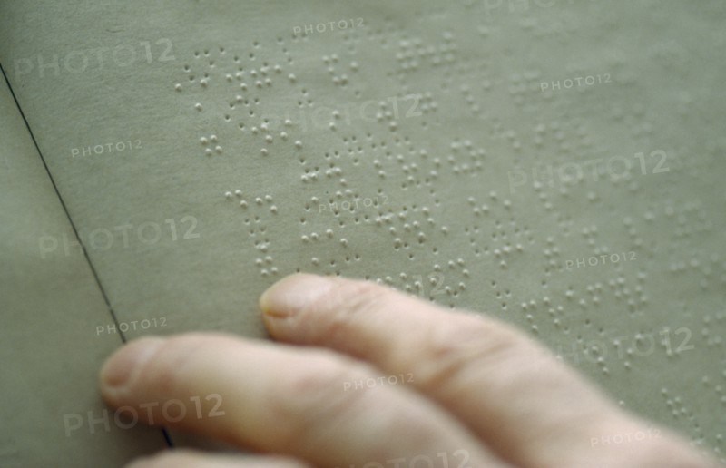 HANDICAP,  , Blind, Close up of hand reading braille