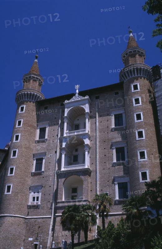 ITALY, Marche, Urbino, Ducal Palace. Partial view