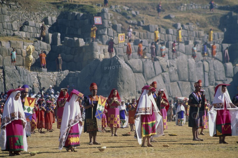 PERU, Cusco Department, Sacsayhuman, "Inti Raymi, the Inca festival of the winter solstice, enacted at the ruined ceremonial centre of Sacsayhuaman in the Northern outskirts of Cusco. "