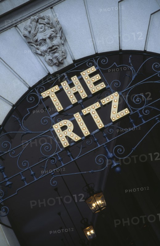 ENGLAND, London, "The Ritz Hotel in Piccadily, detail of archway with name sign."