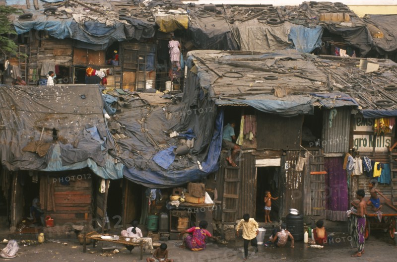 INDIA, Maharashtra, Mumbai , Slum housing.