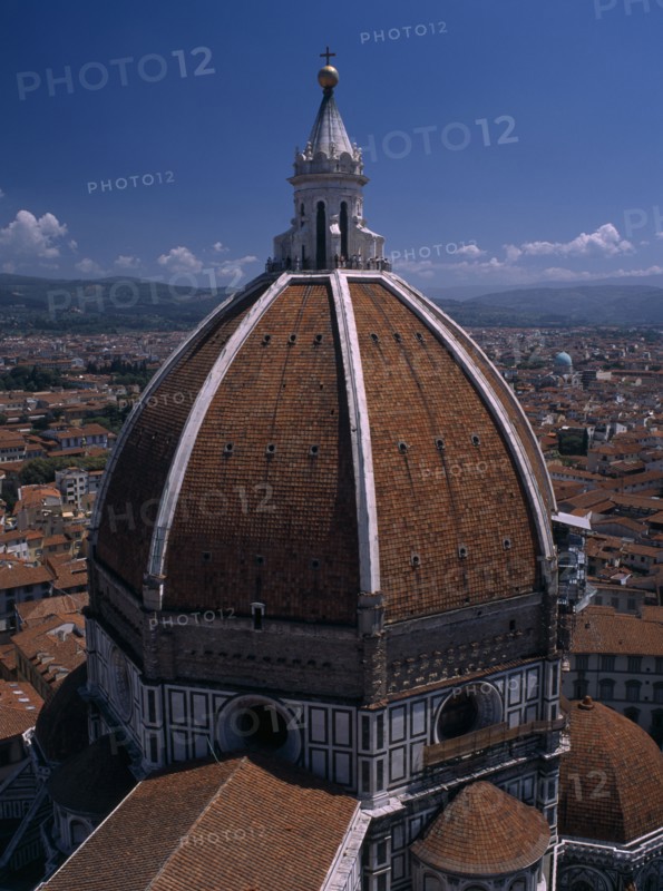 ITALY, Tuscany, Florence, "The Duomo.  Dome by Brunelleschi, completed in 1463 with view over the city behind."