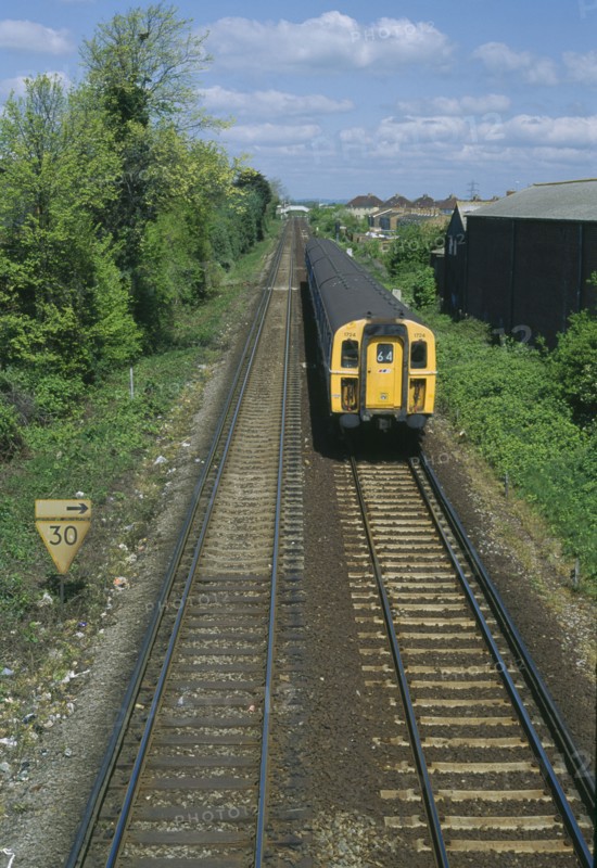 TRANSPORT, Rail, Train, Railway tracks with approaching train.