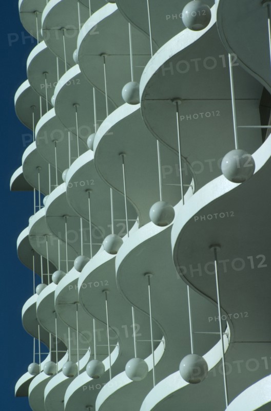 AUSTRALIA, Queensland, Brisbane, Detail of apartment balconies.