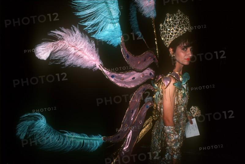 PUERTO RICO, San Juan, Contestant in Miss Puerto Rico beauty contest wearing exotic costume.