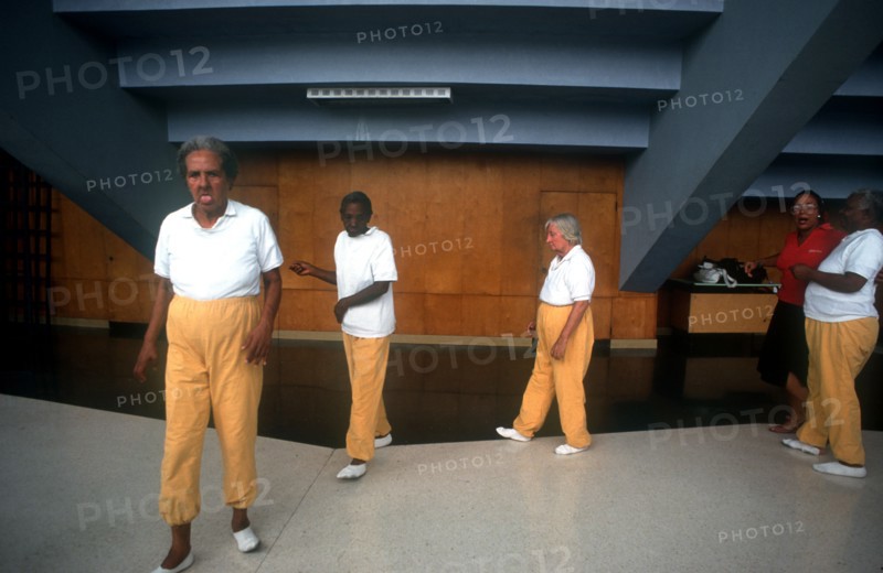 CUBA, Institute of Psychiatry, Female inmates and their therapist doing exercises