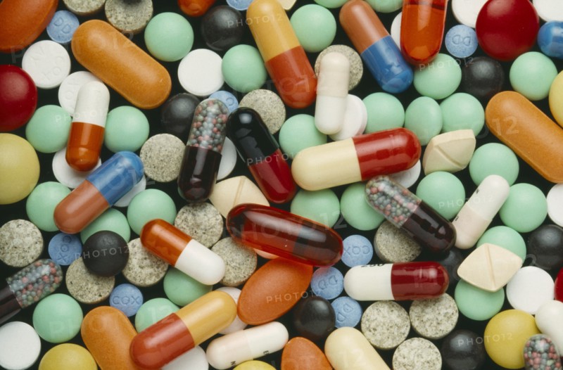 HEALTH, Pharmaceuticals, Close up shot of multicoloured pills