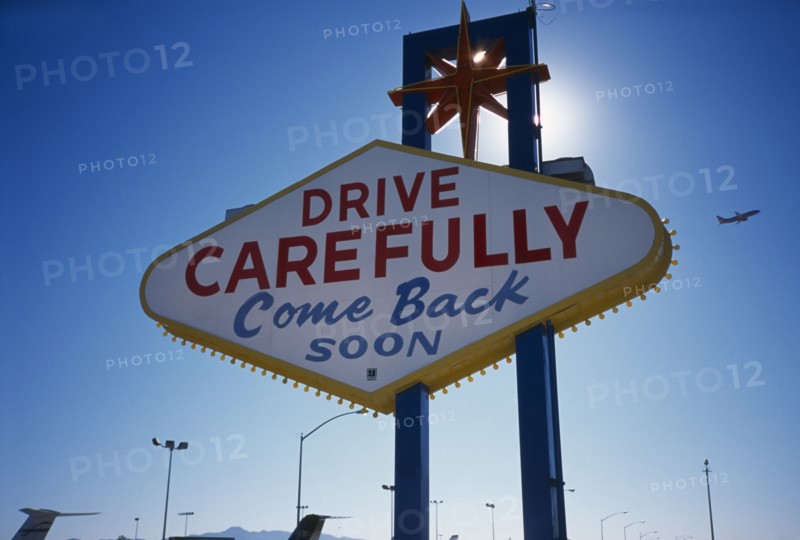 USA, Nevada, Las Vegas, Drive carefully sign