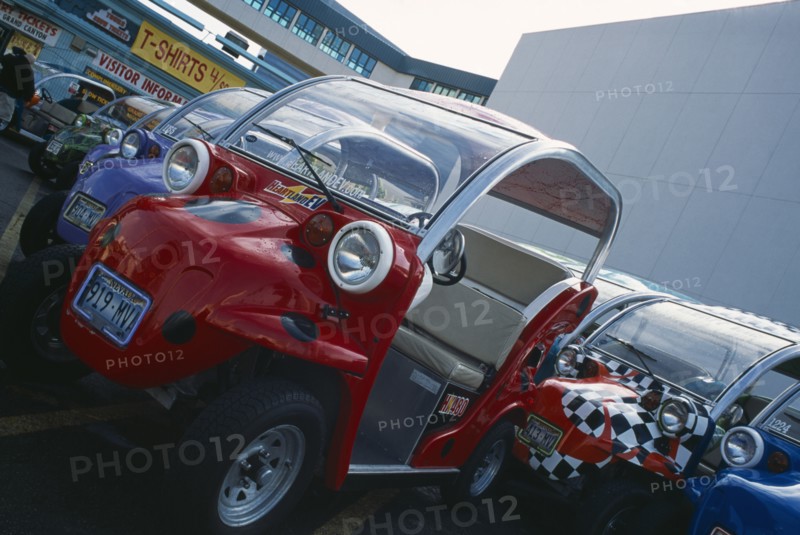 USA, Nevada, Las Vegas, Electric powered tourist buggy cars for rent
