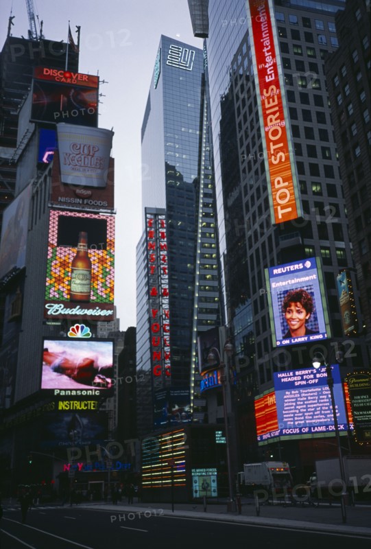 USA, New York, New York City, Colourful digital & neon displays in Times Square Manhattan