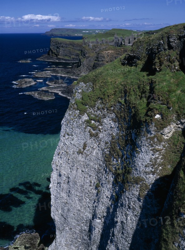 IRELAND, North, County Antrim, Whiterocks Bay with chalk stacks in geological A.S.S.I. or Area of Special Interest in Ulster.