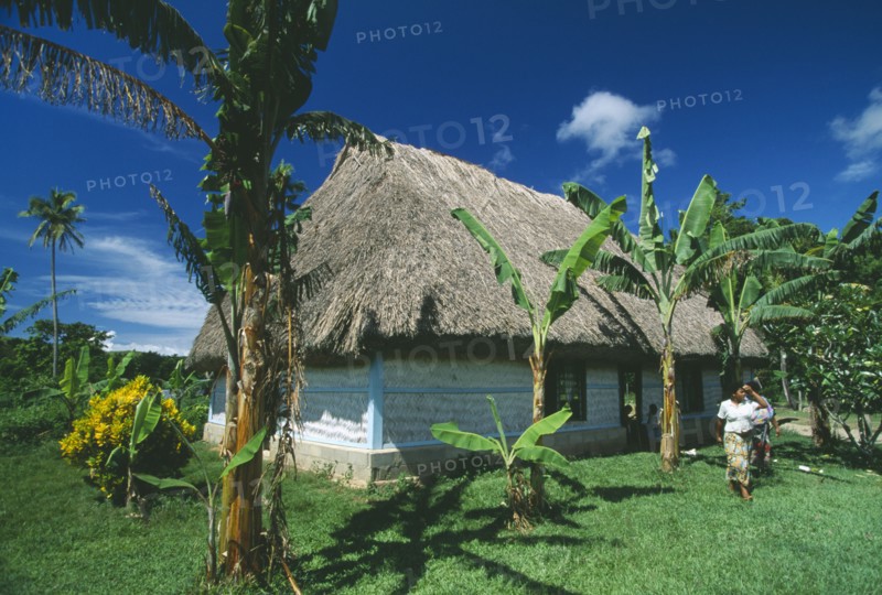 PACIFIC ISLANDS, Melanesia, Fiji, Viti Levu. Sigatoka village typical meeting housing