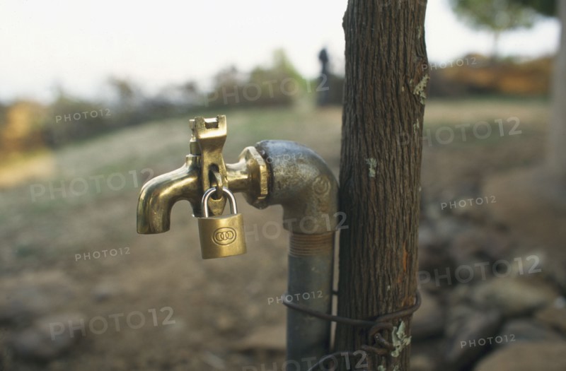 ENVIRONMENT, Water, Water tap with padlock fixed to it in Baruyu Village school Kenya