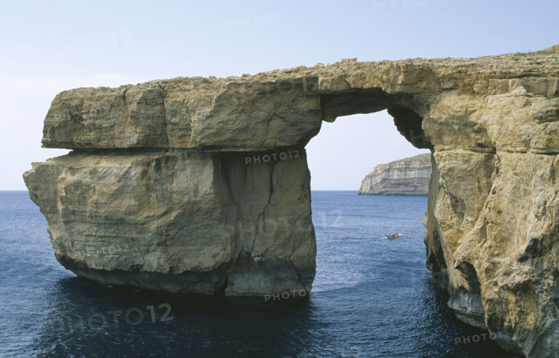 MALTA, Gozo, Dwejra, Azure Window natural rock arch.