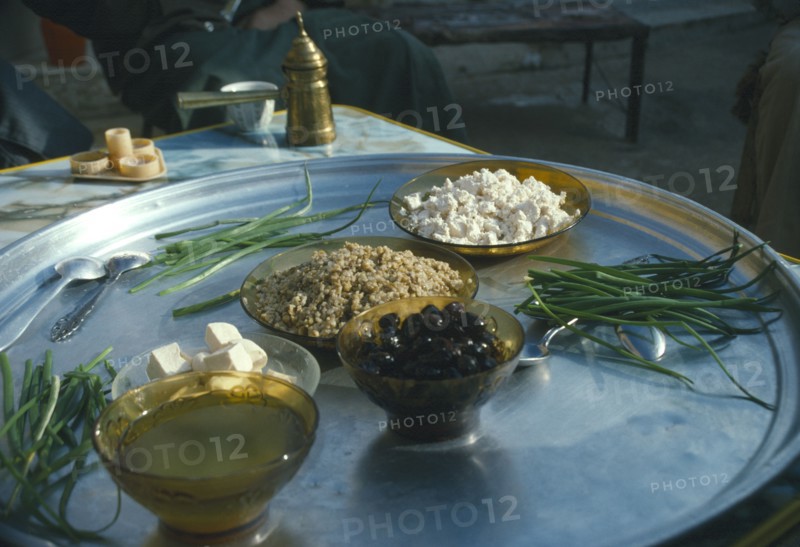 SYRIA, Food & Drink, Local food served in small village hear Ebla on the road between Aleppo and Hama.