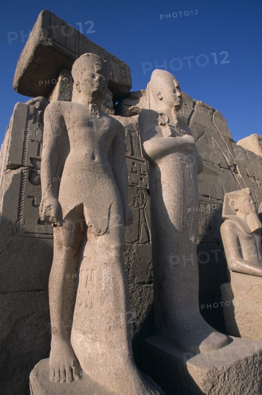 EGYPT, Nile Valley, Karnak, Precinct of Amun.  Statues of Middle Kingdom Pharaohs in Cachette Court.