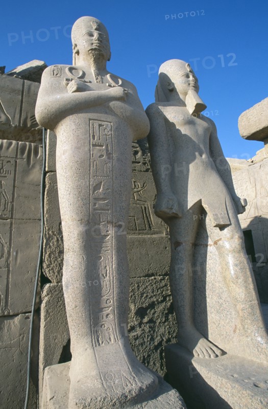 EGYPT, Nile Valley, Karnak, Precinct of Amun.  Statues of Middle Kingdom Pharaohs in Cachette Court.