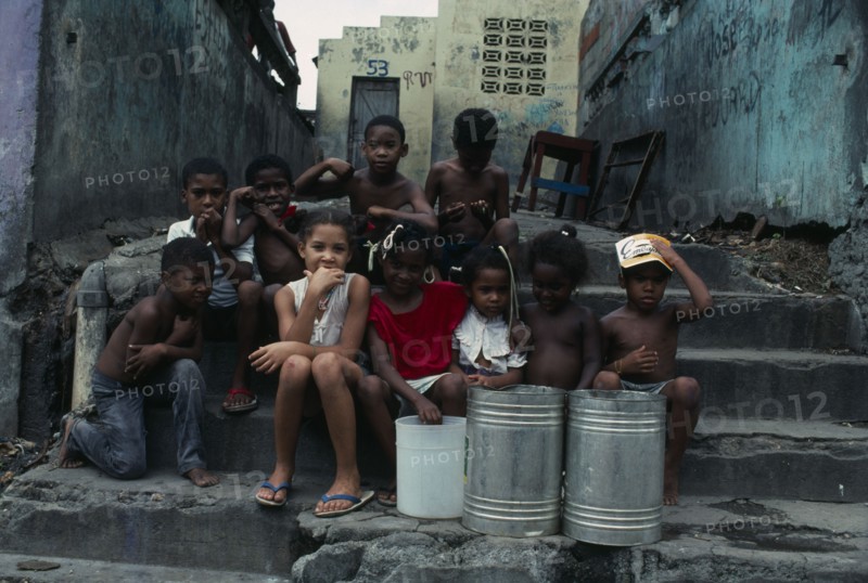 DOMINICAN REPUBLIC, Children, Children living in squatted mansion.