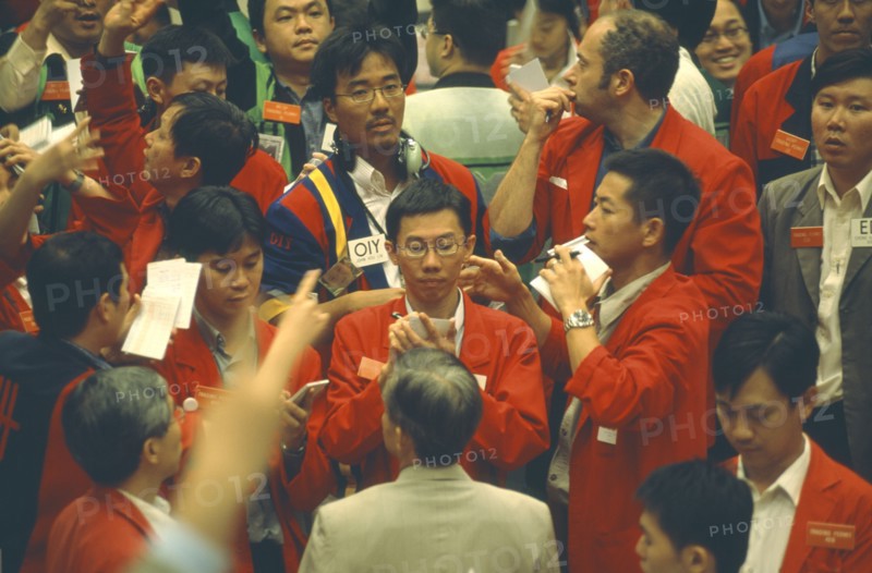 SINGAPORE, Financial District, Raffles Place, Busy Derivatives Trading Floor of the Singapore Stock Exchange. SGX