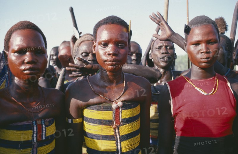 SUDAN, South, Tribal Peoples, Dinka cattle festival or Toich.